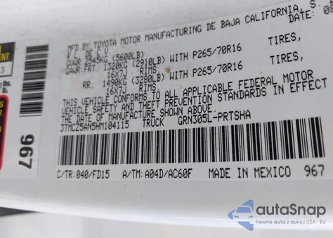 2017 Toyota Tacoma Trd Off Road from USA, damaged, VIN 3TMCZ5AN5HM104115